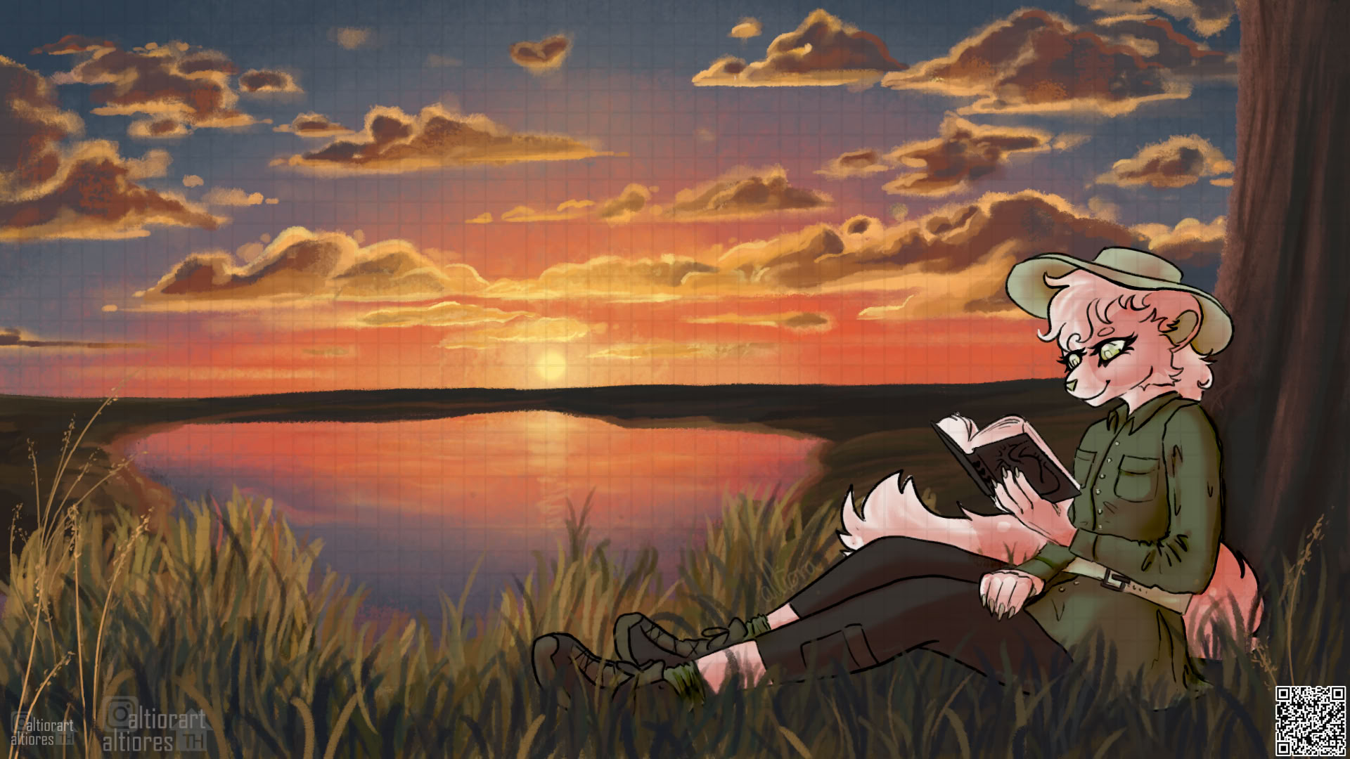 Rendered fullbody artwork of an anthro character with background, single