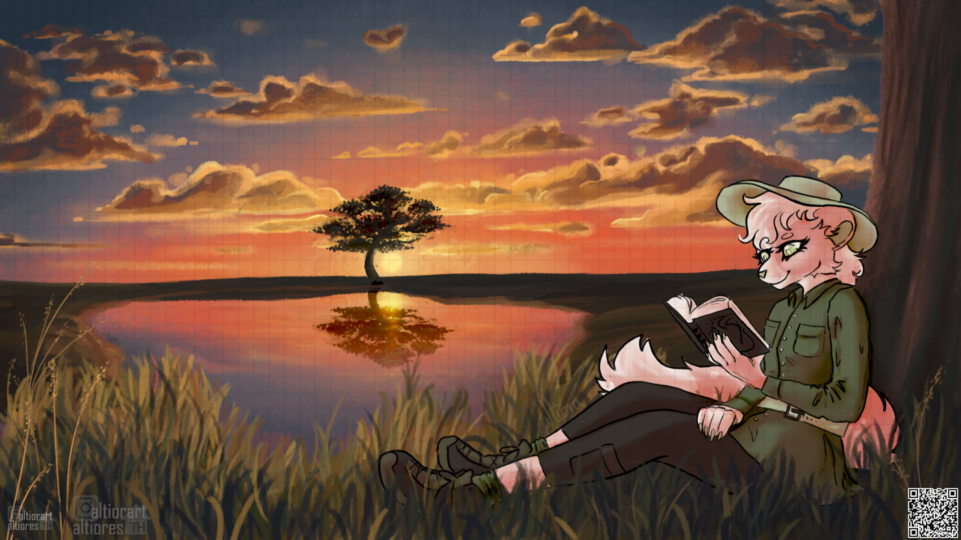 Rendered fullbody artwork of an anthro character with background, single, favourite