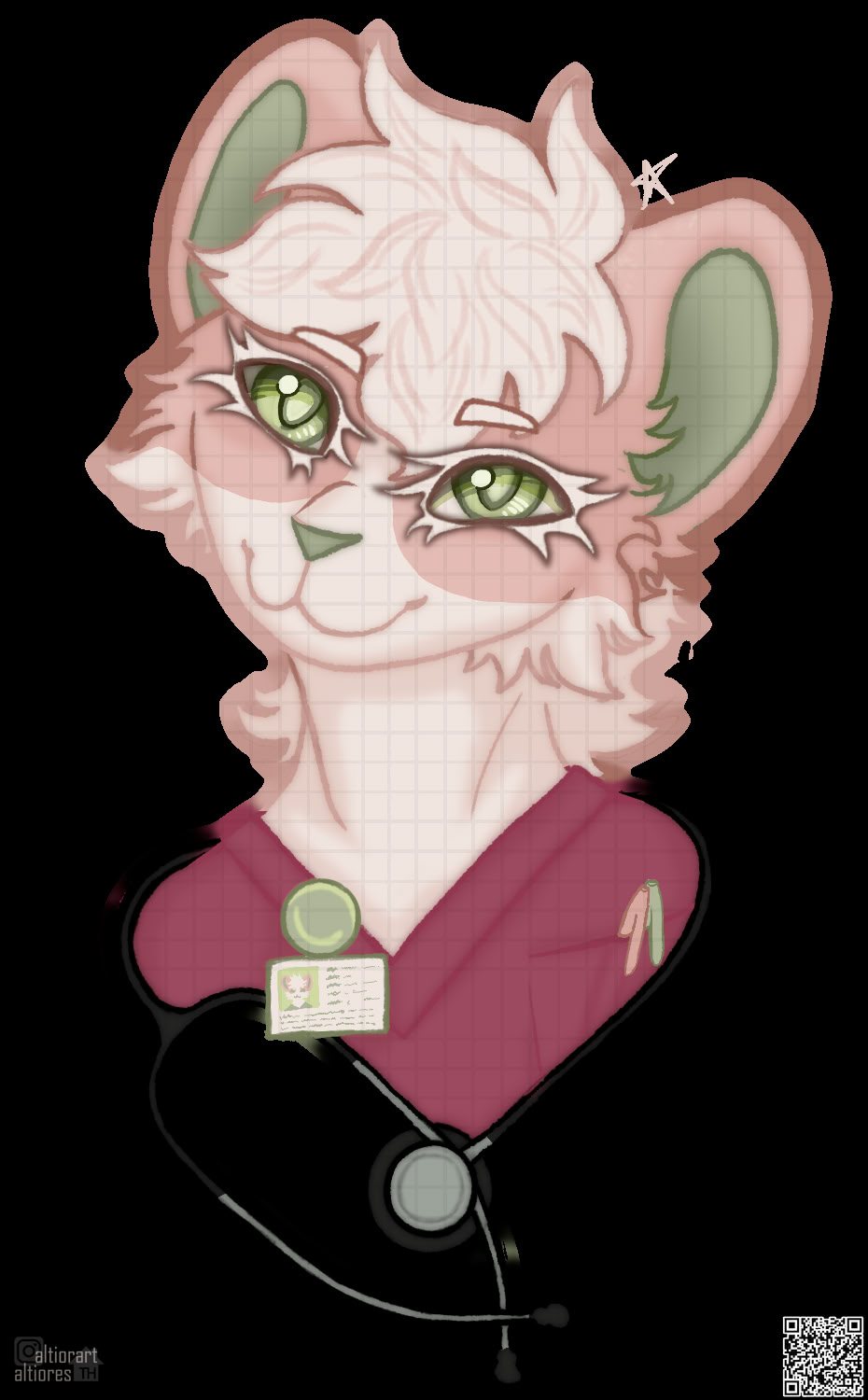 Rendered head artwork of an anthro character with subject, broken image