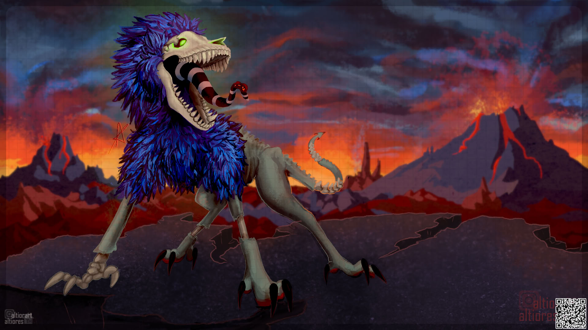 Rendered fullbody artwork of a creature adoptable character with background, favourite