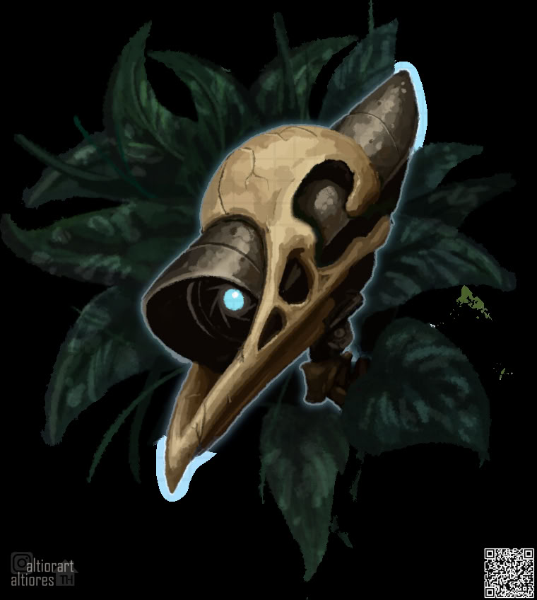 Rendered head artwork of a creature adoptable character with subject, broken version