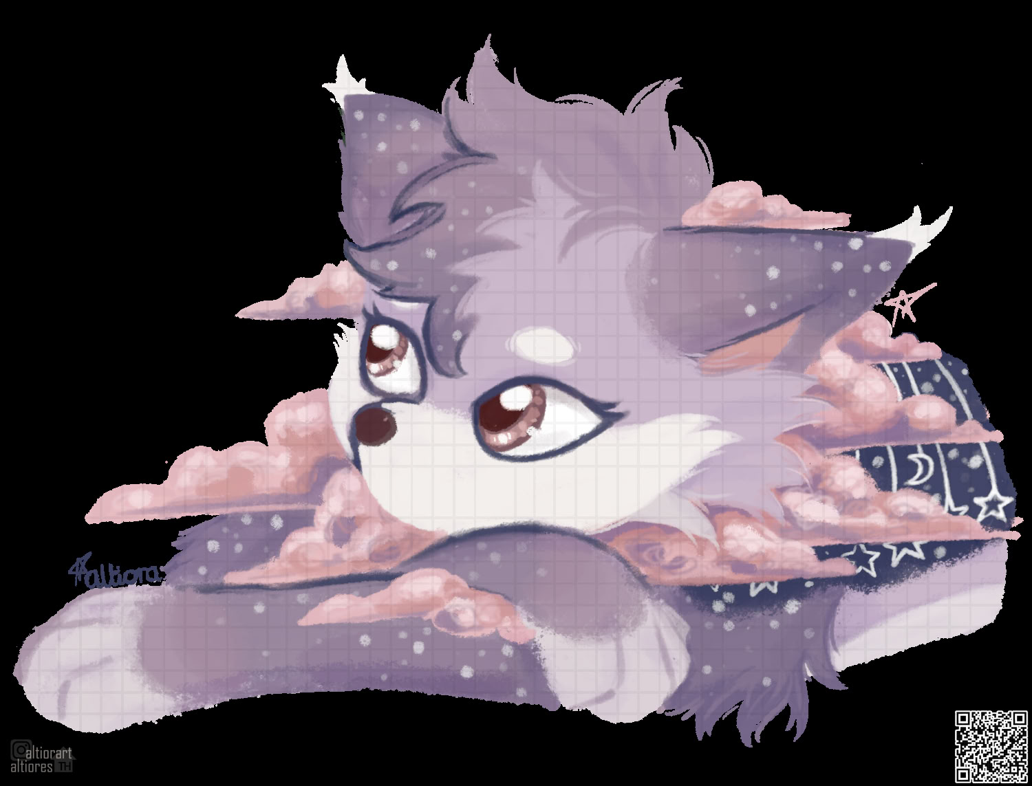 Feral flat bust artwork with subject, single