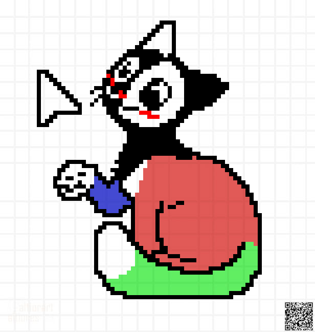 Feral pixel fullbody artwork with subject, single