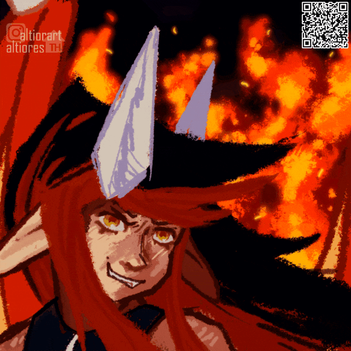 GIF of humanoid rendered head artwork with background, single, favourite