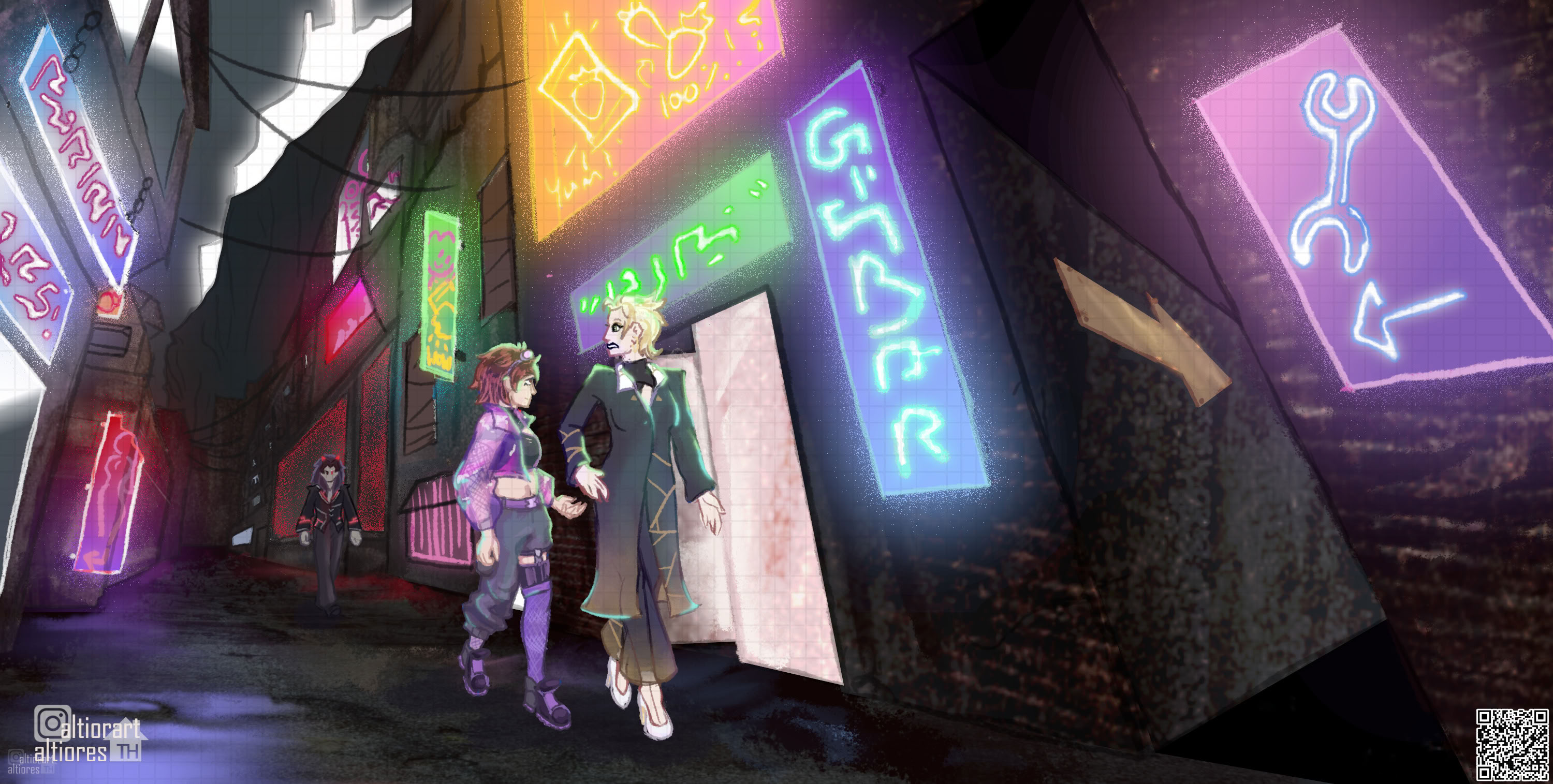 Humanoid rendered fullbody artwork with background, multiple, final