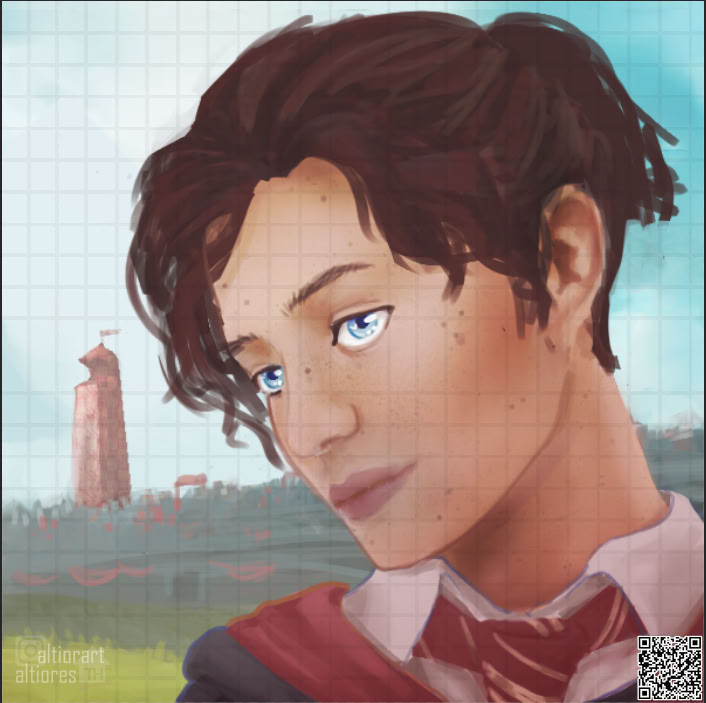 Humanoid rendered head artwork with subject, single, final, old