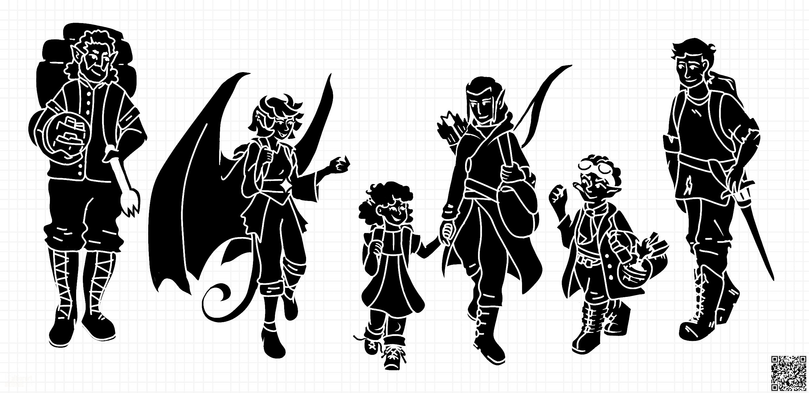 Humanoids flat abstract fullbody artwork with subject, multiple, favourite