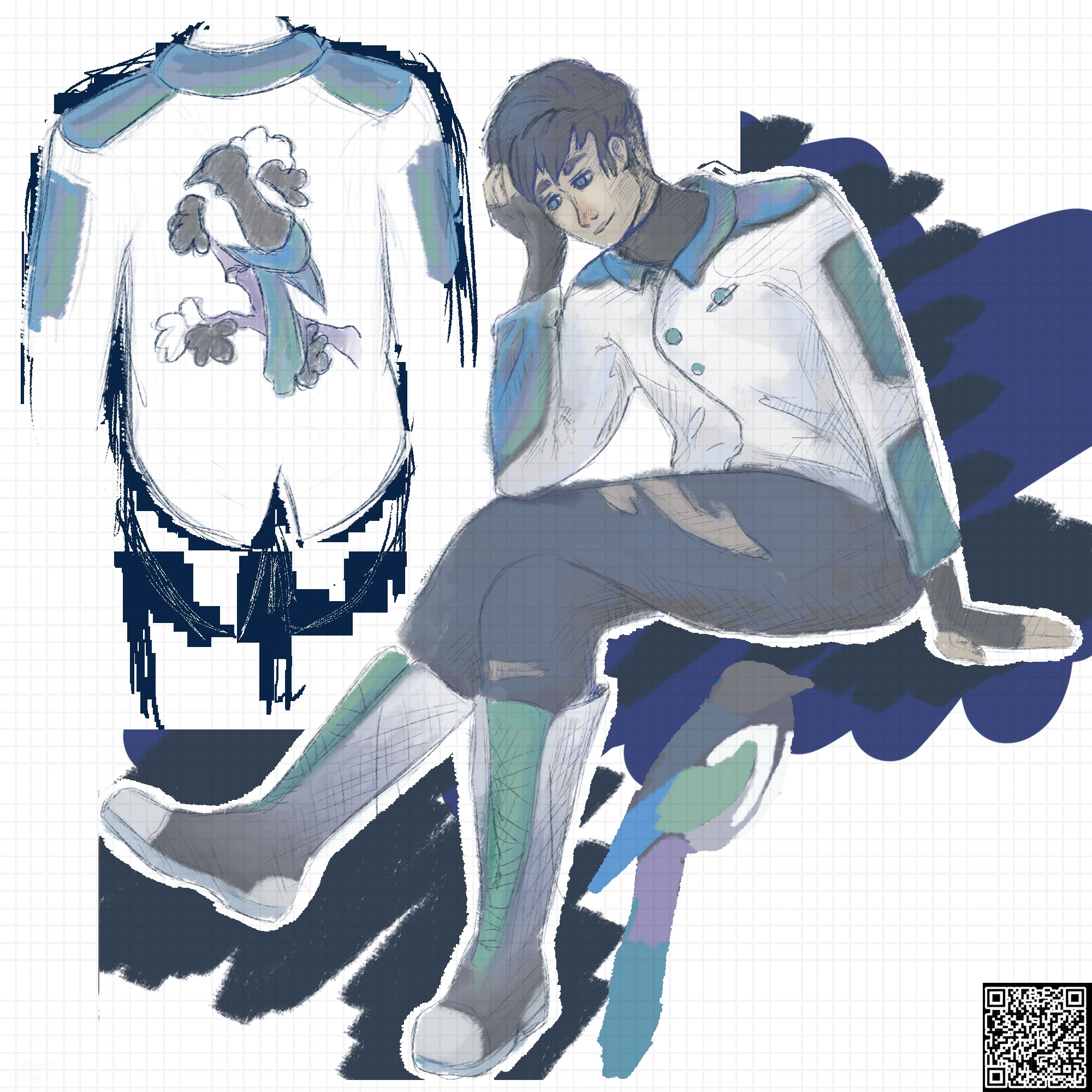 Flat artwork of an old humanoid character