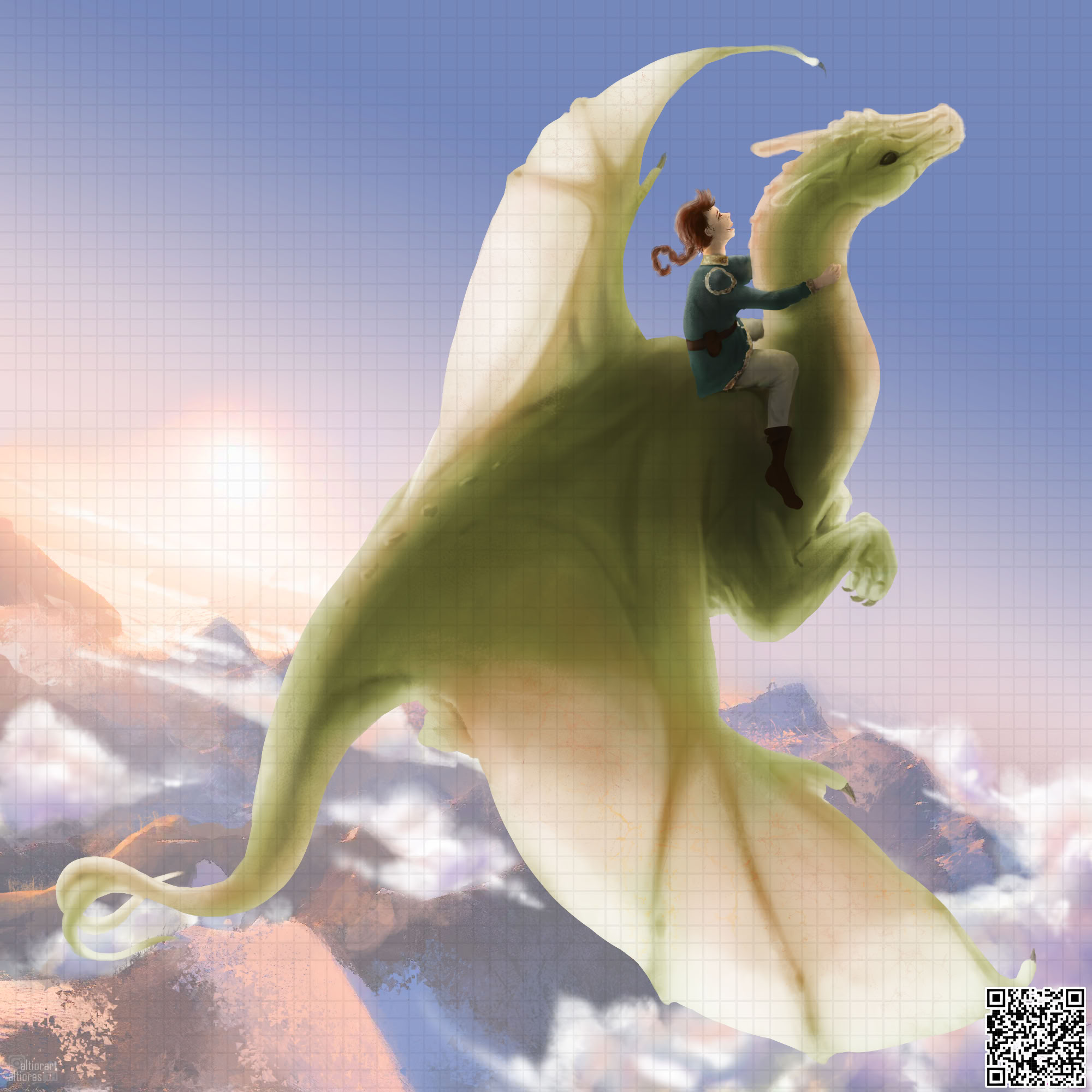 Rendered artwork of an old humanoid character with background